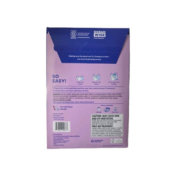 Tru Earth Lilac Breeze Eco-Strips Laundry Detergent 32 Sheets Set of 2 New Seale - Picture 3 of 4